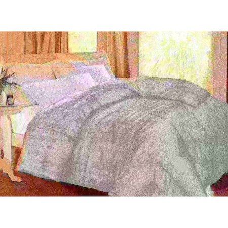 400 TC Windowpane White Goose Down Comforter, White, King